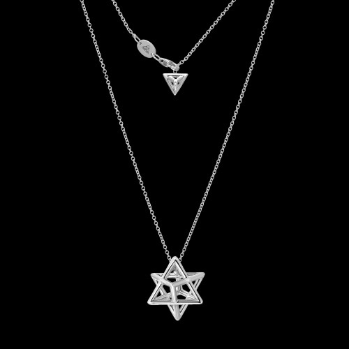 Star Of David Merkaba Body Platinum Pendant Necklace