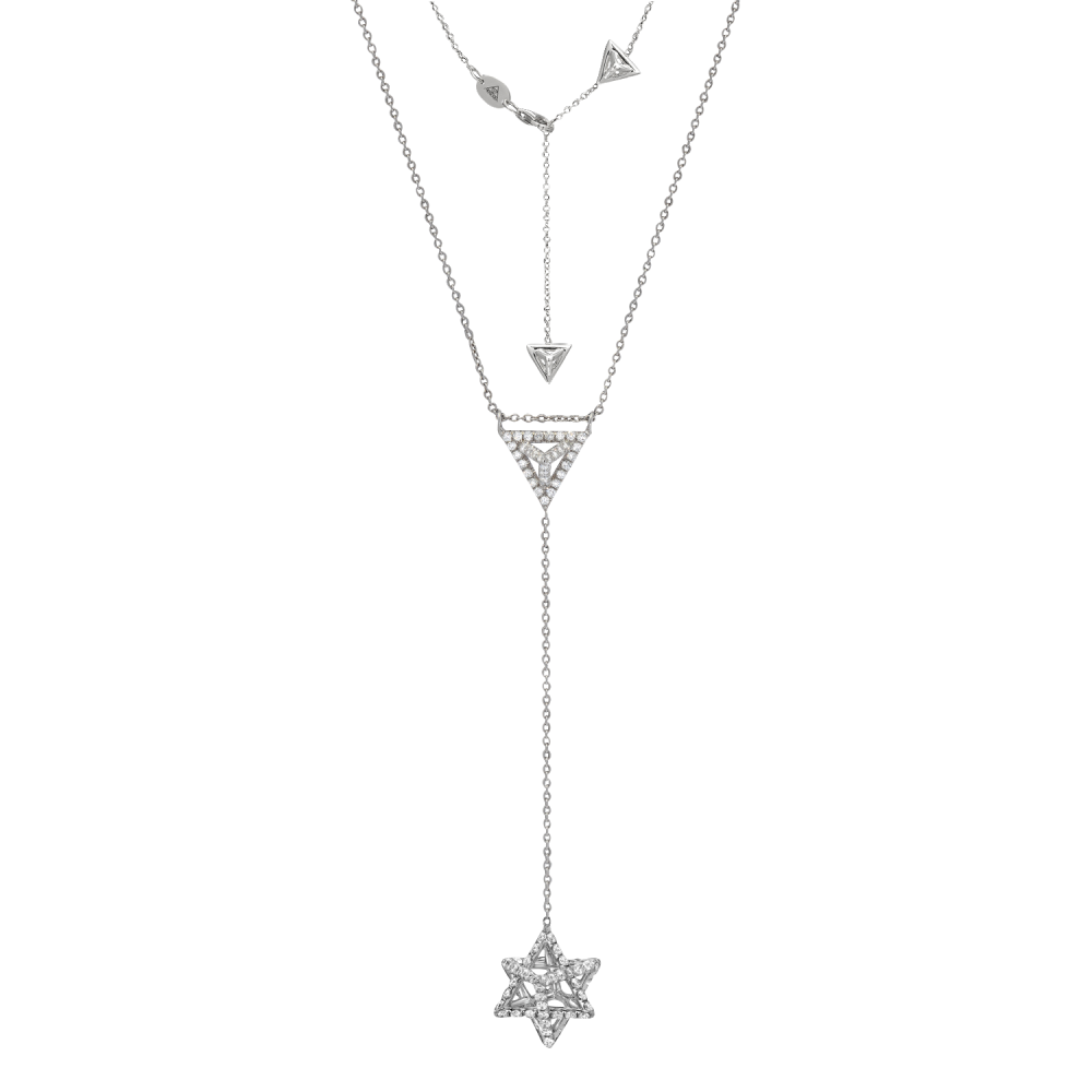 Merkaba Diamond Platinum Drop “Y” Necklace - Limited Edition