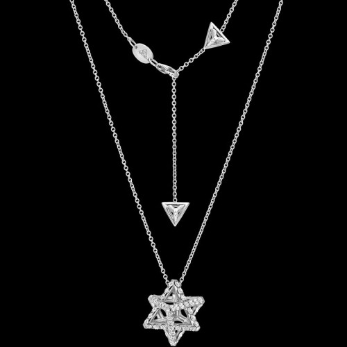Merkaba Light Platinum Pendant Necklace With Diamonds