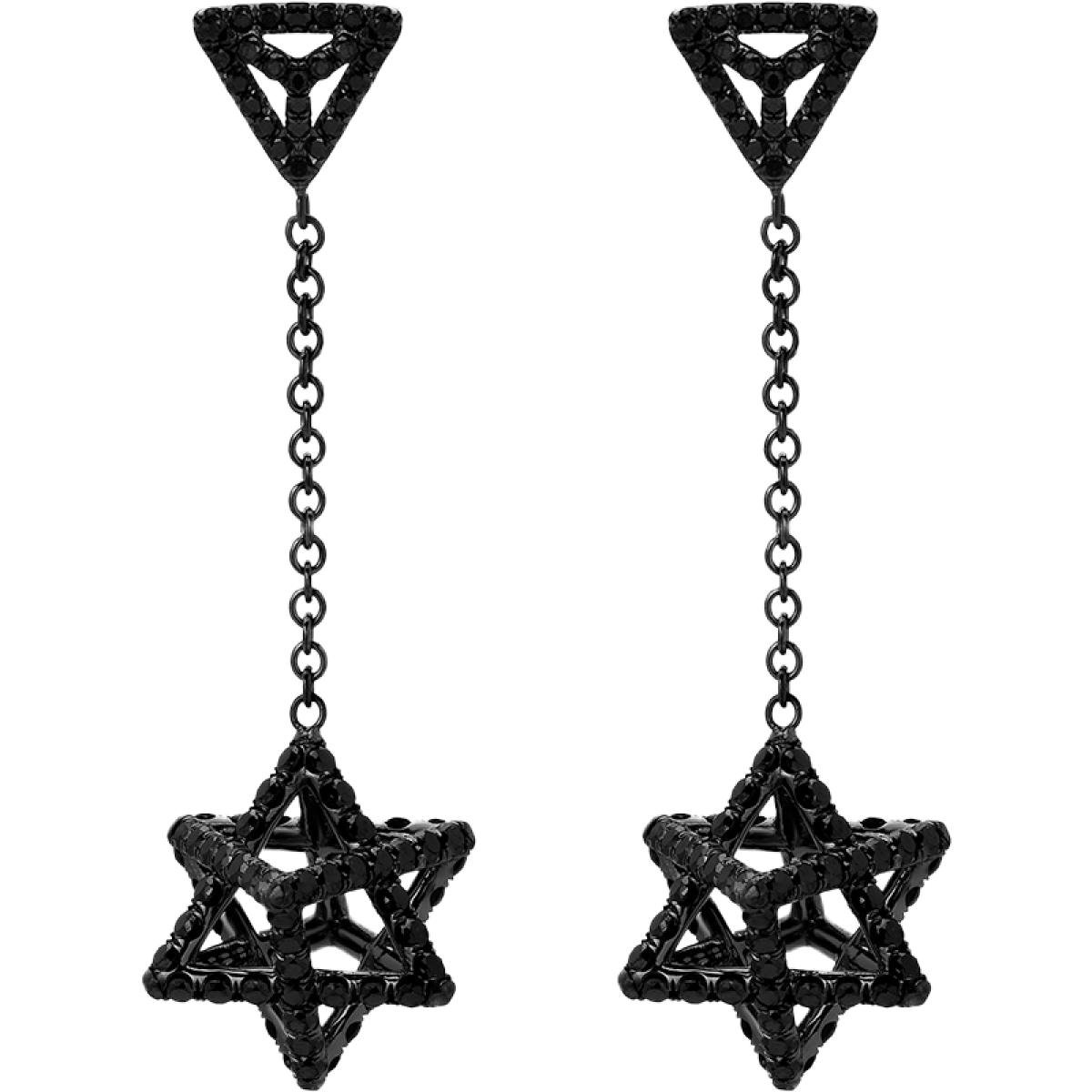 Merkaba Black Diamond Black Platinum Drop Earrings | Merkaba Fine Jewelry