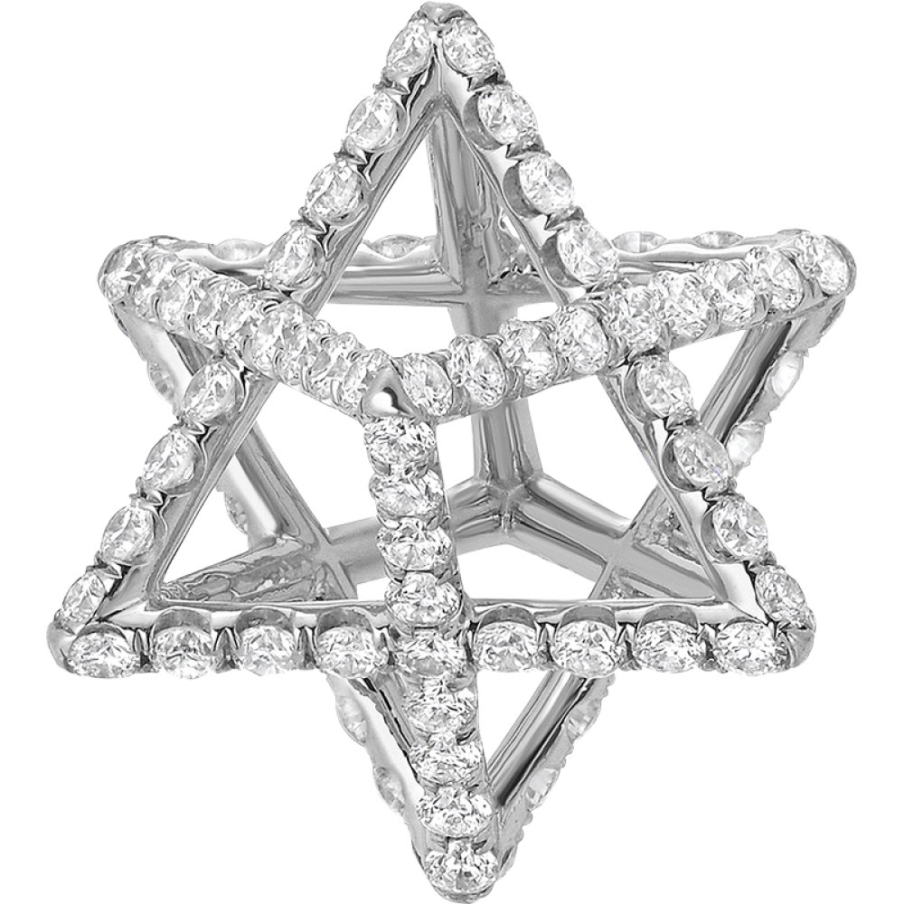 Merkaba Light Platinum Pendant Necklace With Diamonds