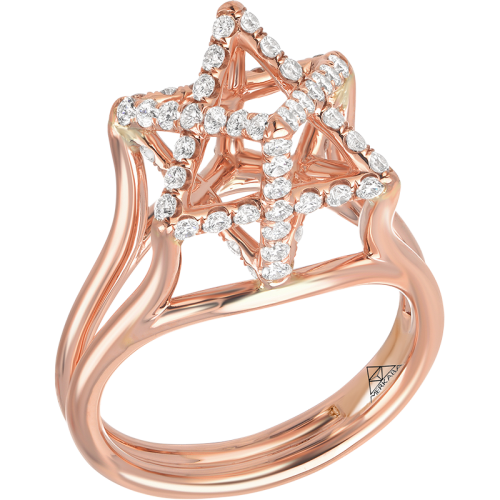 Merkaba Light Rose Gold Ring With Diamonds