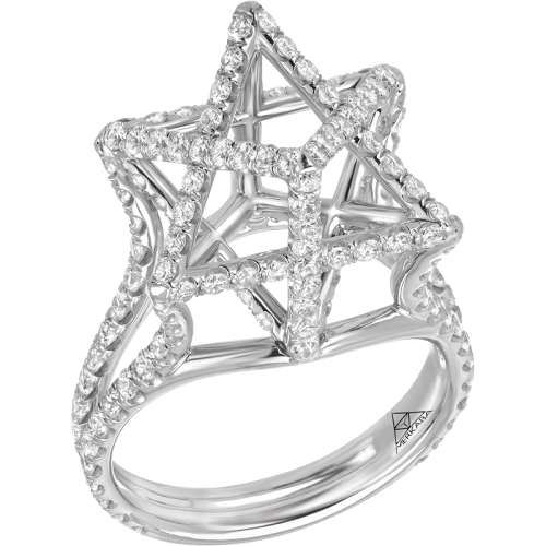 Merkaba Light Large Platinum Ring With Diamonds